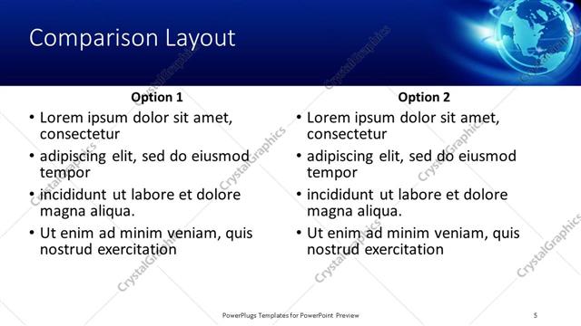 Comparison presentation slide layout