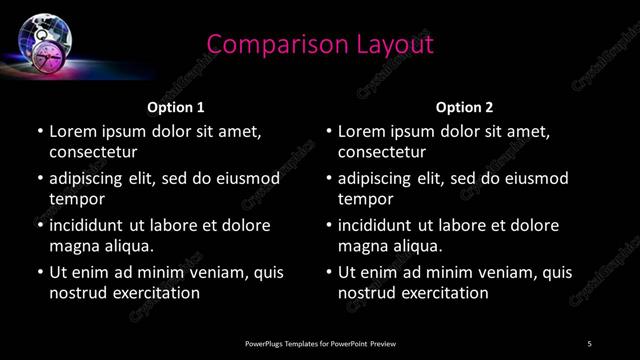 Comparison presentation slide layout