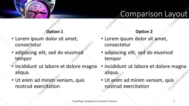 Comparison presentation slide layout
