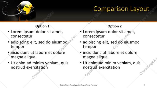Comparison presentation slide layout