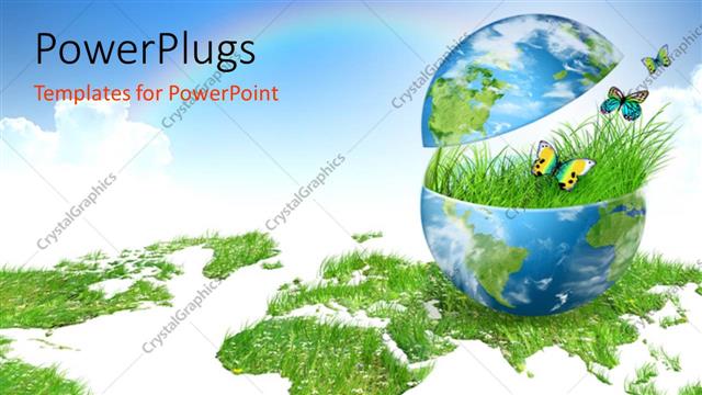  Presentation with environment - A globe cut off from the middle with bluish background