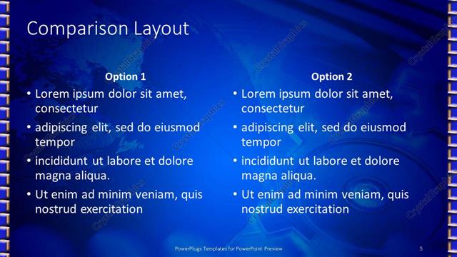 Comparison presentation slide layout