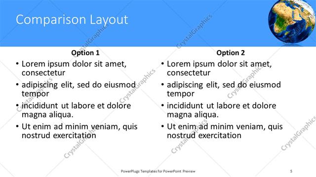 Comparison presentation slide layout