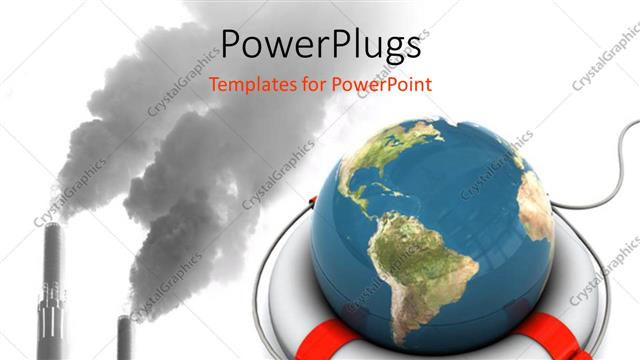  Presentation with save earth - A globe with a factory in the background