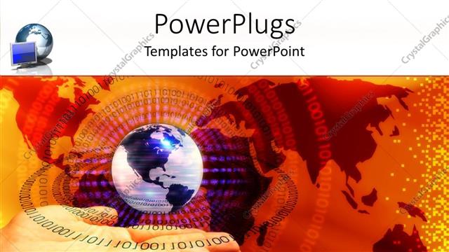  Presentation with web - Globe floating above human hand with map in background