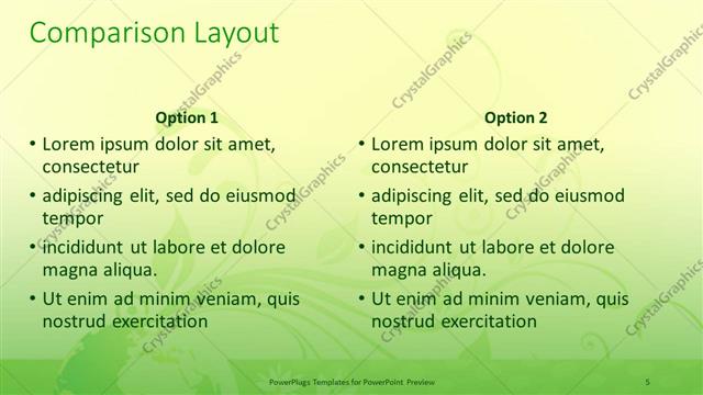 Comparison presentation slide layout