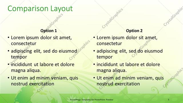 Comparison presentation slide layout