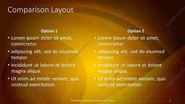 Comparison presentation slide layout