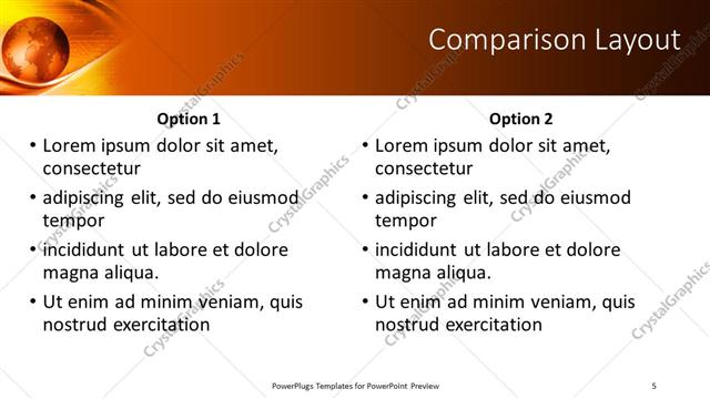 Comparison presentation slide layout