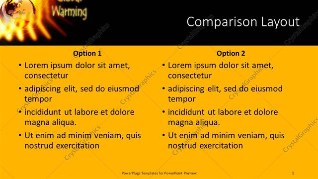 Comparison presentation slide layout