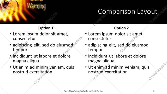 Comparison presentation slide layout