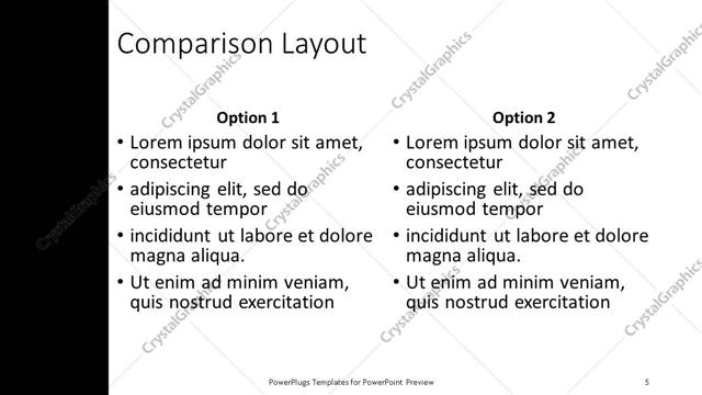 Comparison presentation slide layout