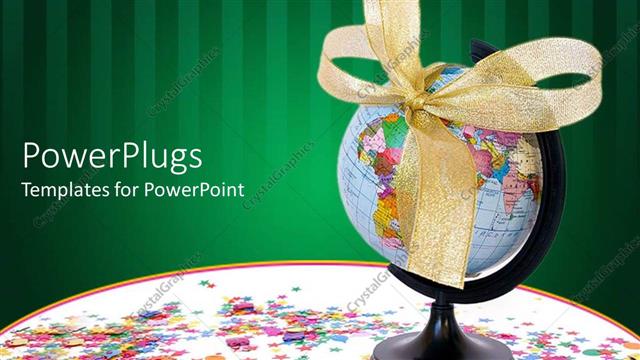  Presentation with gift - A globe with a green background
