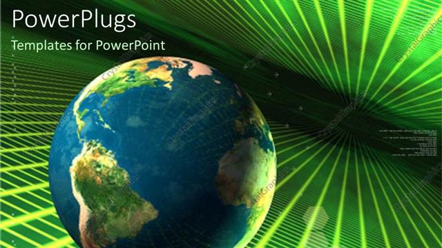  Presentation with green lines - A globe with green and yellow lines in the background