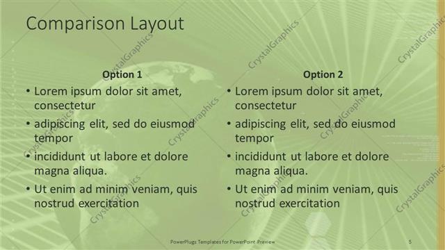 Comparison presentation slide layout