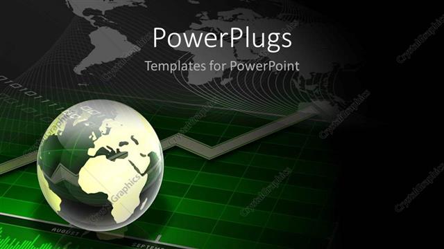  Presentation with economy - A globe with greenish background and map