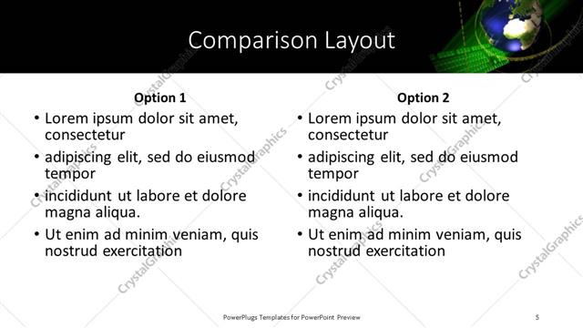 Comparison presentation slide layout
