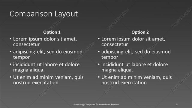 Comparison presentation slide layout
