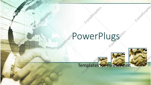  Presentation with shake hand - A globe and a hand shake together with clear background