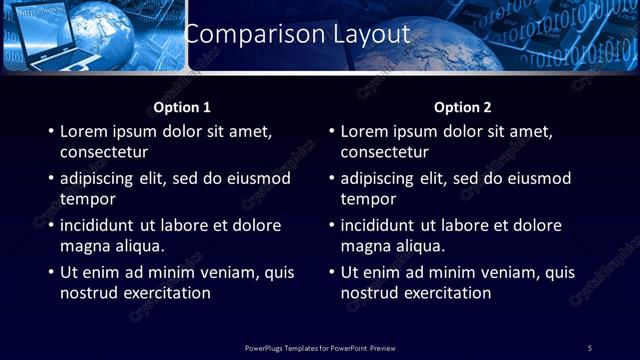 Comparison presentation slide layout