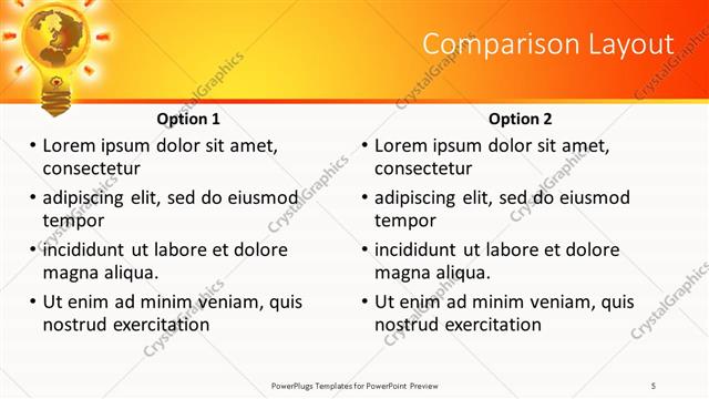 Comparison presentation slide layout