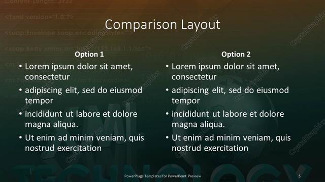 Comparison presentation slide layout