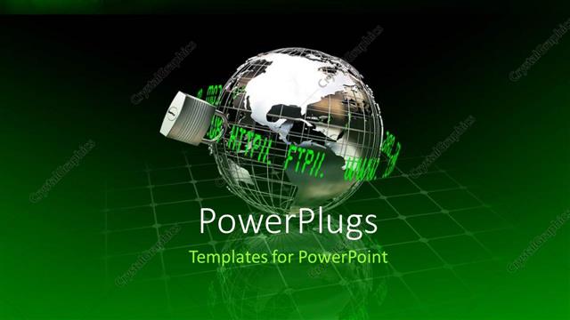  Presentation with internet security - A globe with a lock and greenish background