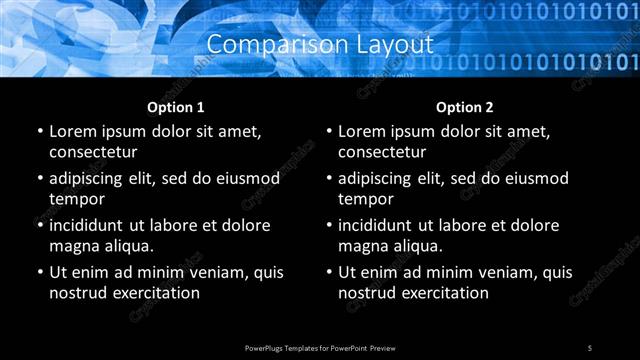 Comparison presentation slide layout