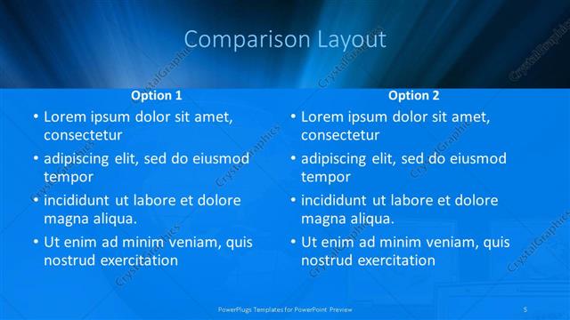 Comparison presentation slide layout