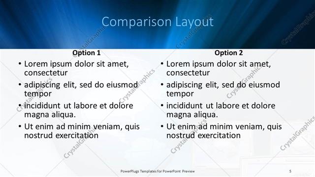 Comparison presentation slide layout