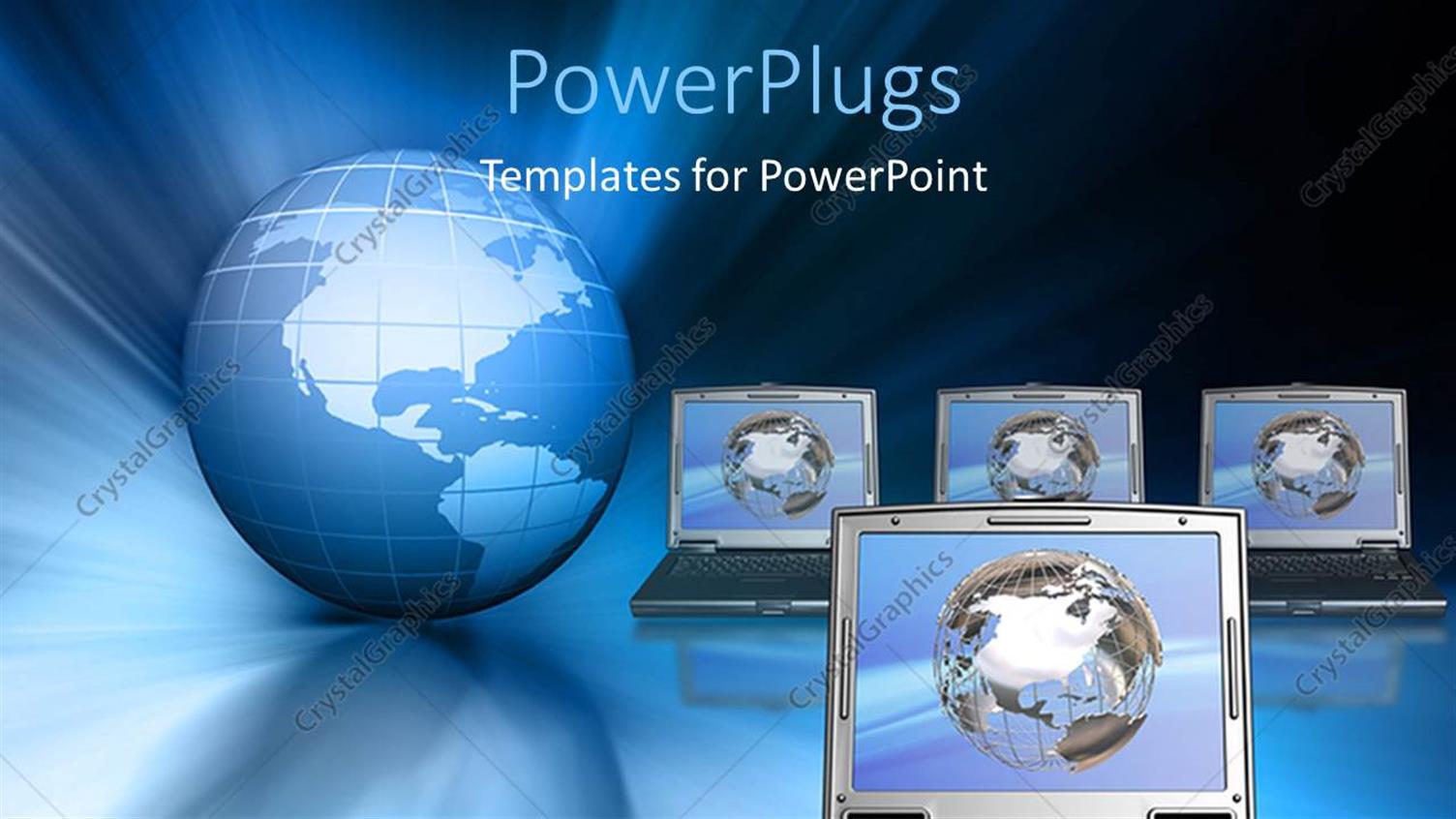 Featuring a Globe with a Lot of Laptops with Bluish Background