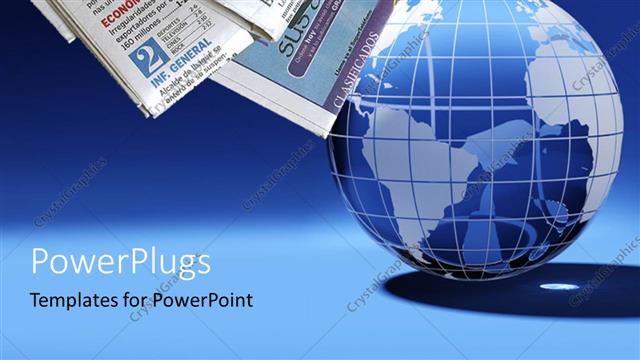  Presentation with news - A globe with a lot of newspaper and bluish background