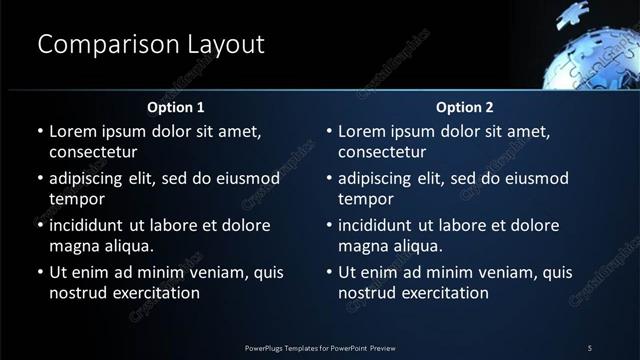 Comparison presentation slide layout