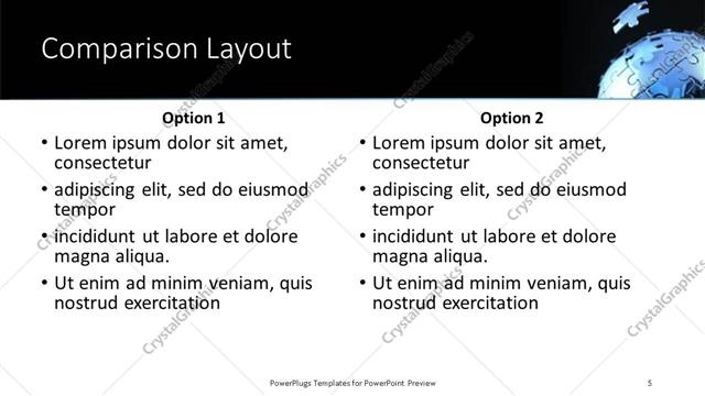 Comparison presentation slide layout