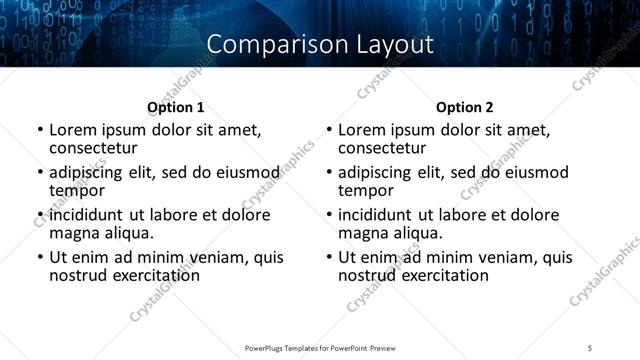Comparison presentation slide layout