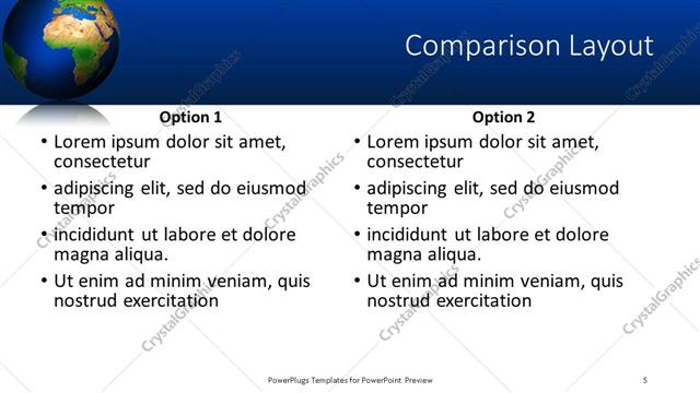 Comparison presentation slide layout
