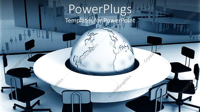 Presentation with meetings - A globe in the middle of the office room table