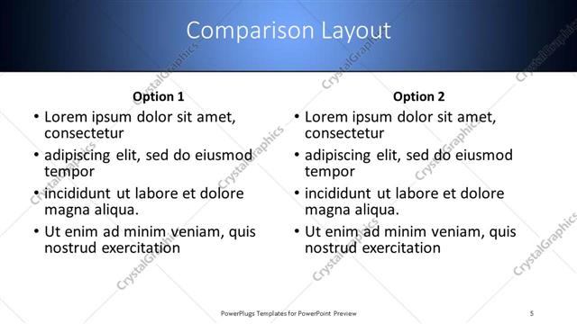 Comparison presentation slide layout