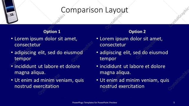 Comparison presentation slide layout