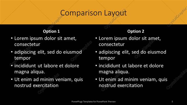 Comparison presentation slide layout