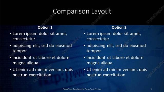 Comparison presentation slide layout