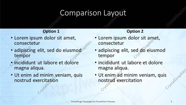 Comparison presentation slide layout