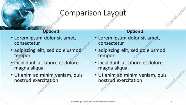 Comparison presentation slide layout