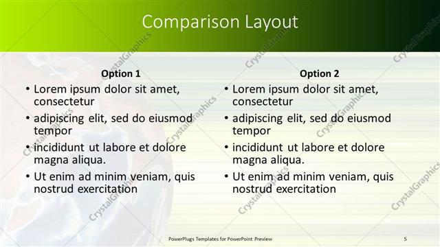 Comparison presentation slide layout