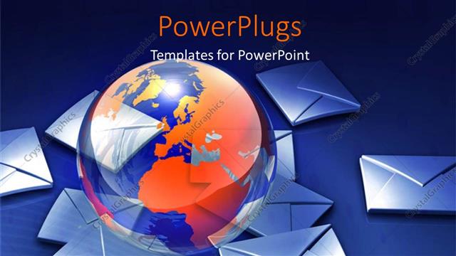  Presentation with mail - A globe with a number of mails in the background