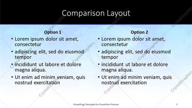 Comparison presentation slide layout