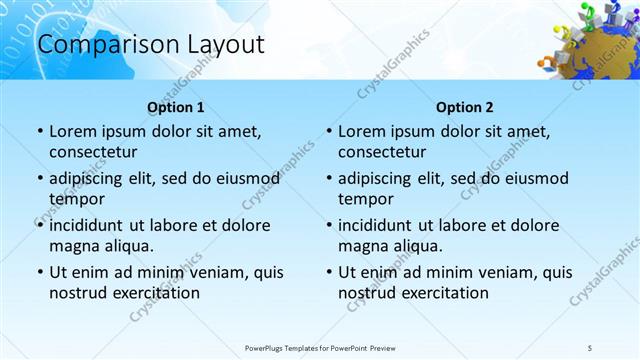 Comparison presentation slide layout