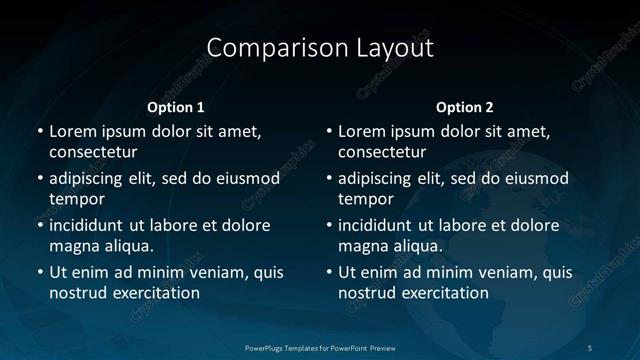 Comparison presentation slide layout