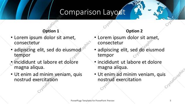 Comparison presentation slide layout