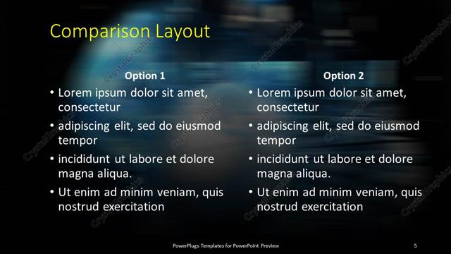 Comparison presentation slide layout